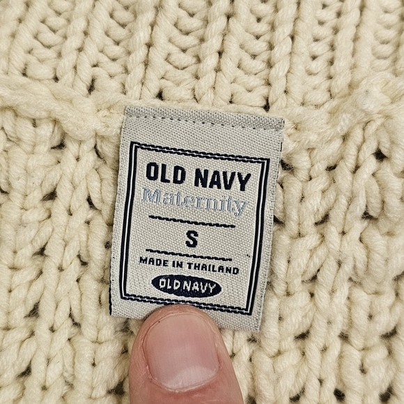 Old Navy Maternity Small Cream Knit Tie Cardigan Cozy Soft Pregnancy Preppy VTG - Picture 4 of 5